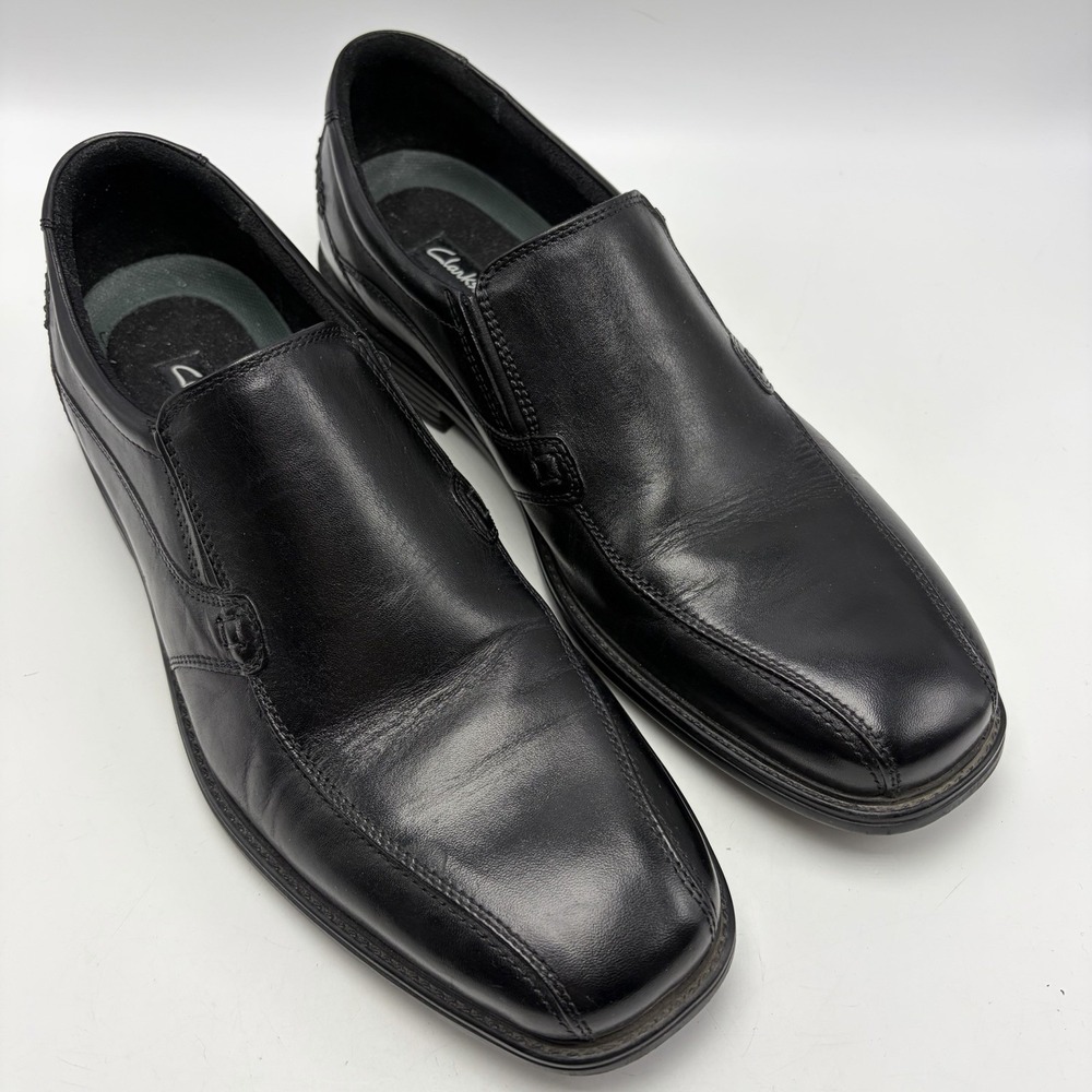 Clarks Loafers Mens 11.5 M Black Leather Slip On Dress Shoes Comfort